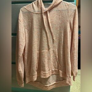 Pink and white striped hoodie